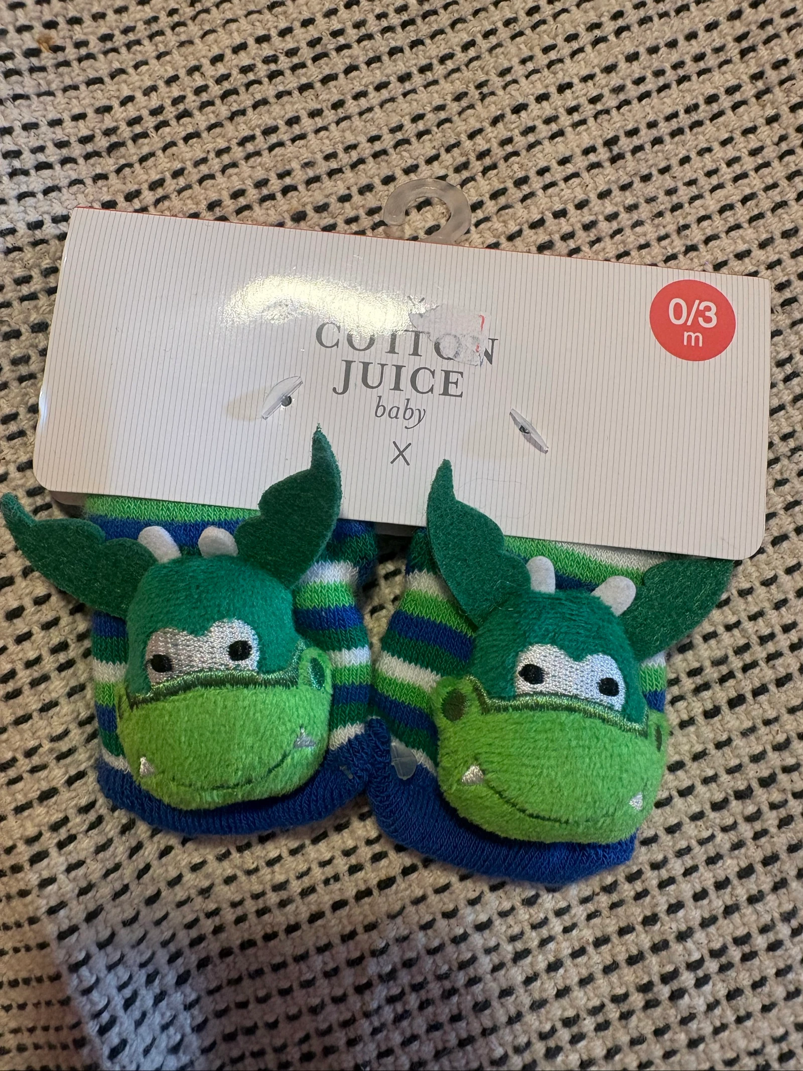 calcetines sonajero bebe dragon algodonal cotton juice 0 3m nuevos